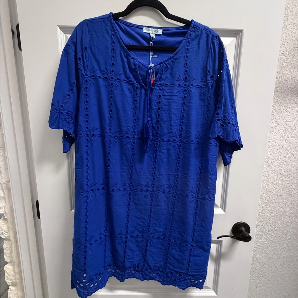 She + Sky Blue Eyelet Dress